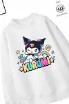 Trend Çocuk Kız Model Tam Kalıp Oversize Renkli Kuro 2 İplik Pamuğa Pamuk Kumaş Sweatshirt 20-2