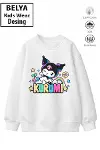 Trend Çocuk Kız Model Tam Kalıp Oversize Renkli Kuro 2 İplik Pamuğa Pamuk Kumaş Sweatshirt 20-1
