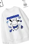 Trend Çocuk Kız Model Tam Kalıp Oversize Kalp Pochac 2 İplik Pamuğa Pamuk Kumaş Sweatshirt 19-2