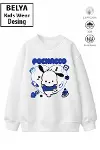 Trend Çocuk Kız Model Tam Kalıp Oversize Kalp Pochac 2 İplik Pamuğa Pamuk Kumaş Sweatshirt 19-1