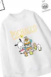 Trend Çocuk Kız Model Tam Kalıp Oversize Melody Pochac 2 İplik Pamuğa Pamuk Kumaş Sweatshirt 18-2