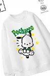 Trend Çocuk Kız Model Tam Kalıp Oversize Melody Pochac 2 İplik Pamuğa Pamuk Kumaş Sweatshirt 17-2
