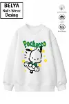 Trend Çocuk Kız Model Tam Kalıp Oversize Melody Pochac 2 İplik Pamuğa Pamuk Kumaş Sweatshirt 17-1