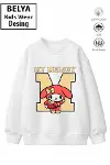 Trend Çocuk Kız Model Tam Kalıp Oversize Melody M Tasarım 2 İplik Pamuğa Pamuk Kumaş Sweatshirt 16-1