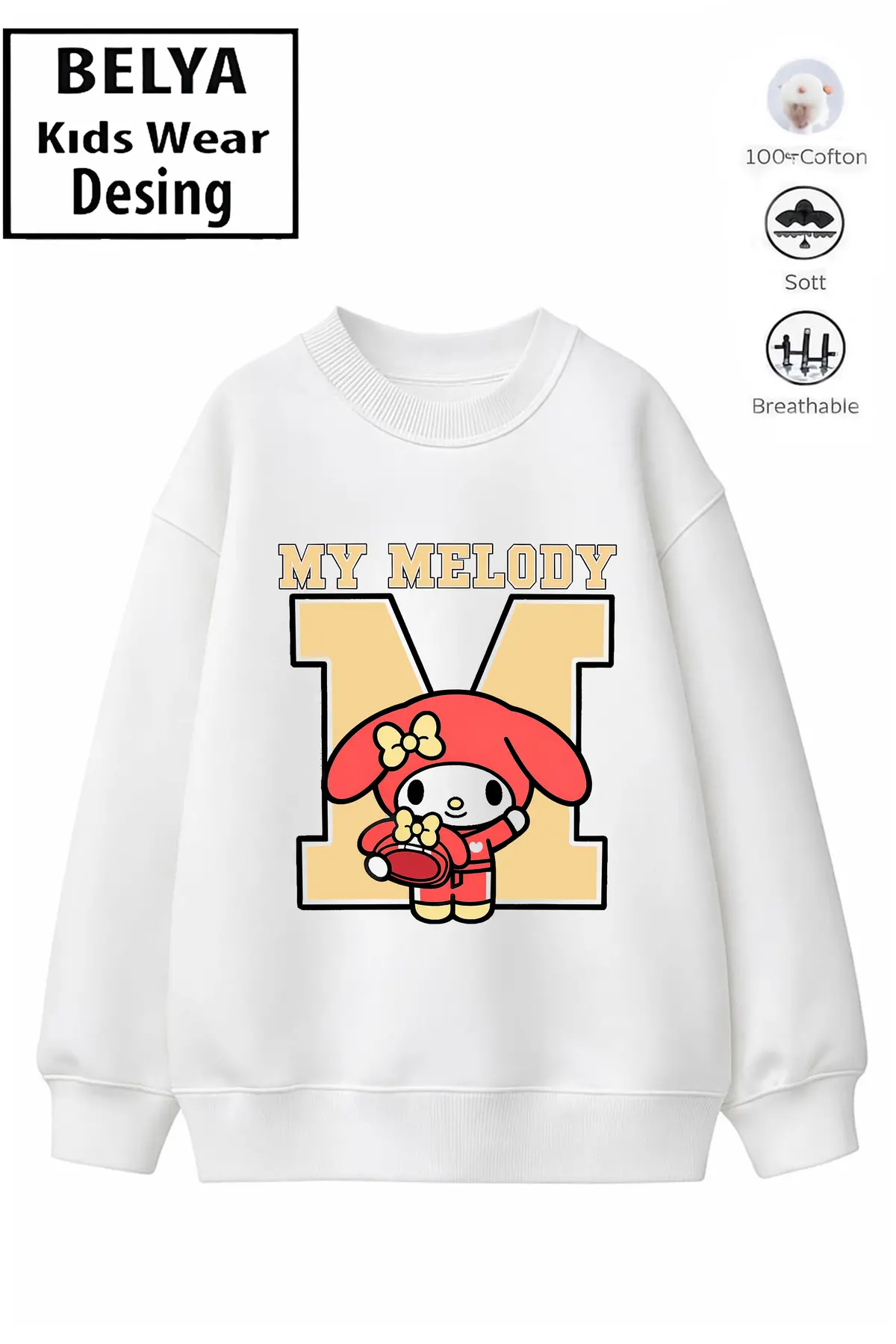 Trend Çocuk Kız Model Tam Kalıp Oversize Melody M Tasarım 2 İplik Pamuğa Pamuk Kumaş Sweatshirt 16