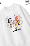 Trend Çocuk Kız Model Tam Kalıp Oversize Karikatür Hun Tasarım 2 İplik Pamuğa Pamuk Kumaş Sweatshirt 12-2