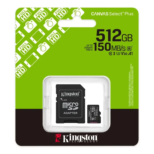 SDCS3/512GB 512GB microSDXC Canvas Select Plus Gen3 150MB/s A1 Card + Adapter