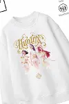 Trend Çocuk Kız Model Tam Kalıp Oversize Hun Tasarım 2 İplik Pamuğa Pamuk Kumaş Sweatshirt 9-2