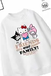 Trend Çocuk Kız Model Tam Kalıp Oversize Kedı Tasarım 2 İplik Pamuğa Pamuk Kumaş Sweatshirt 8-2