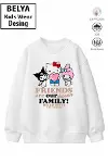 Trend Çocuk Kız Model Tam Kalıp Oversize Kedı Tasarım 2 İplik Pamuğa Pamuk Kumaş Sweatshirt 8-1
