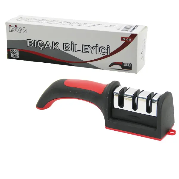 KUTULU BIÇAK BİLEME 3 BOĞUMLU RENKLİ PLASTİK SAPLI (4745)