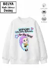Trend Çocuk Kız Model Tam Kalıp Oversize Kanatlı Hun Tasarım 2 İplik Pamuğa Pamuk Kumaş Sweatshirt 42-1
