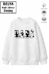 Trend Çocuk Unisex Model Tam Kalıp Oversize Baba Tasarım 2 İplik Pamuğa Pamuk Kumaş Sweatshirt 35-1