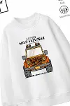 Trend Çocuk Erkek Model Tam Kalıp Oversize Araba Tasarım 2 İplik Pamuğa Pamuk Kumaş Sweatshirt 33-2