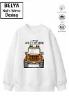 Trend Çocuk Erkek Model Tam Kalıp Oversize Araba Tasarım 2 İplik Pamuğa Pamuk Kumaş Sweatshirt 33-1