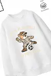 Trend Çocuk Erkek Model Tam Kalıp Oversize futbol Tasarım 2 İplik Pamuğa Pamuk Kumaş Sweatshirt 32-2