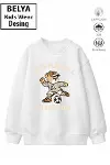 Trend Çocuk Erkek Model Tam Kalıp Oversize futbol Tasarım 2 İplik Pamuğa Pamuk Kumaş Sweatshirt 32-1