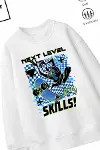 Trend Çocuk Erkek Model Tam Kalıp Oversize Kaykay 2 İplik Pamuğa Pamuk Kumaş Sweatshirt 31-2