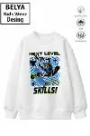 Trend Çocuk Erkek Model Tam Kalıp Oversize Kaykay 2 İplik Pamuğa Pamuk Kumaş Sweatshirt 31-1