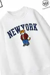 Trend Çocuk Erkek Model Tam Kalıp Oversize Kaplan 2 İplik Pamuğa Pamuk Kumaş Sweatshirt 27-2