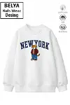Trend Çocuk Erkek Model Tam Kalıp Oversize Kaplan 2 İplik Pamuğa Pamuk Kumaş Sweatshirt 27-1