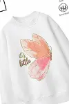 Trend Çocuk Kız Model Tam Kalıp Oversize Kelebek 2 İplik Pamuğa Pamuk Kumaş Sweatshirt 26-2
