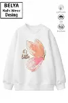 Trend Çocuk Kız Model Tam Kalıp Oversize Kelebek 2 İplik Pamuğa Pamuk Kumaş Sweatshirt 26-1