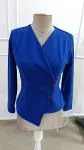 Kadın Uzun Kollu Kruvaze Yakalı Düğmeli Asimetrik Detaylı Ithal Krep Bluz-4