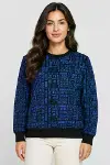 Siyah Mavi Yazı Desenli İki İplik Şardonlu Sweatshirt-4
