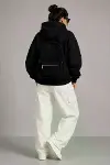 3 İplik Şardonlu Tam Fermuarlı Kapüşonlu Arka Çanta Detaylı Sweatshirt - Siyah-4