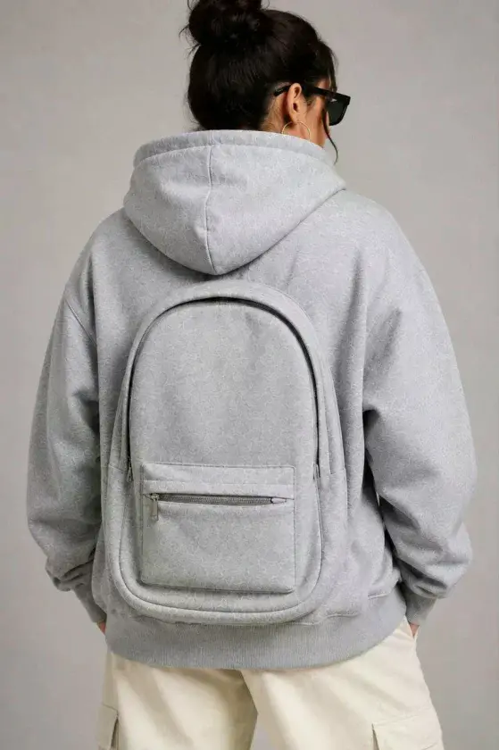 3 İplik Şardonlu Tam Fermuarlı Kapüşonlu Arka Çanta Detaylı Sweatshirt - Gri-1 3 İplik Şardonlu Tam Fermuarlı Kapüşonlu Arka Çanta Detaylı Sweatshirt - Gri-1