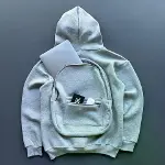 3 İplik Şardonlu Tam Fermuarlı Kapüşonlu Arka Çanta Detaylı Sweatshirt - Gri-2