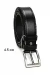 Erkek Hakiki Deri 4.5 Cm Klasik Ve Kot Pantolon Kemeri Metal Tokalı Siyah-1