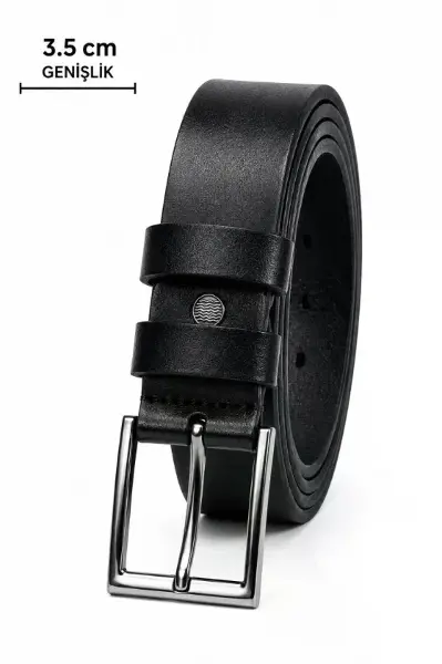 Erkek Hakiki Deri 3.5 Cm Klasik Kemer Metal Tokalı Günlük Ve Klasik Kullanım