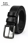 Erkek Hakiki Deri 4 Cm Klasik Kemer Metal Tokalı Günlük Ve Klasik Kullanım-1