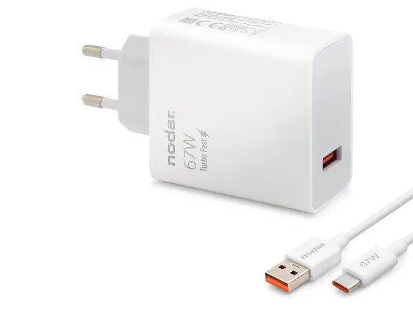 Type-c Hızlı Şarj Seti 67W Usb Adaptörlü 95 Cm Pvc Kablolu Beyaz ND1008