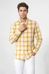 Ekoseli Slimfit Sarı Gömlek - Wessi-4