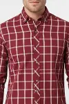 Ekoseli Slimfit Bordo Gömlek - Wessi-2