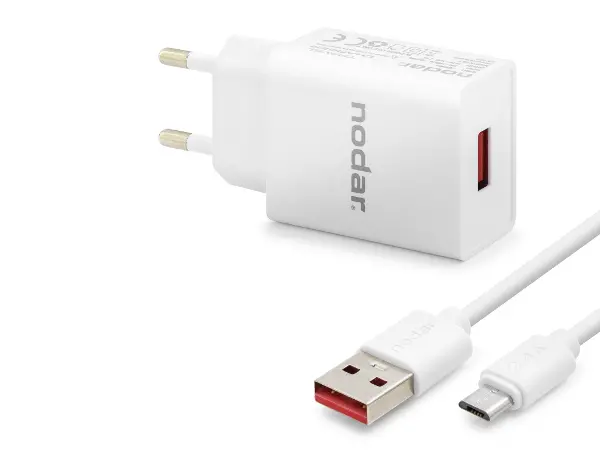 Micro Usb Hızlı Şarj Seti 12W 2.4A Usb Adaptörlü 1 M Pvc Kablolu Beyaz ND1004