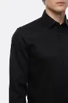 Pamuk Saten Slim Fit Siyah Erkek Gömlek - Wessi-2