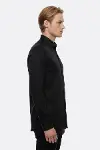 Pamuk Saten Slim Fit Siyah Erkek Gömlek - Wessi-4