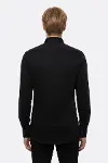 Pamuk Saten Slim Fit Siyah Erkek Gömlek - Wessi-5