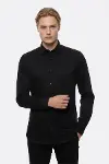 Pamuk Saten Slim Fit Siyah Erkek Gömlek - Wessi-1