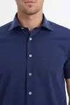 Kısa Kollu Terikoton Slim Fit Lacivert Erkek Gömlek - Wessi-2