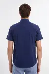 Kısa Kollu Terikoton Slim Fit Lacivert Erkek Gömlek - Wessi-4