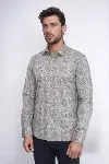 Çiçek Desenli Bej Slim Fit Gömlek - Wessi-4