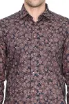 Çiçek Desenli Kahverengi Slim Fit Gömlek - Wessi-2