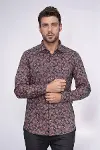 Çiçek Desenli Kahverengi Slim Fit Gömlek - Wessi-3