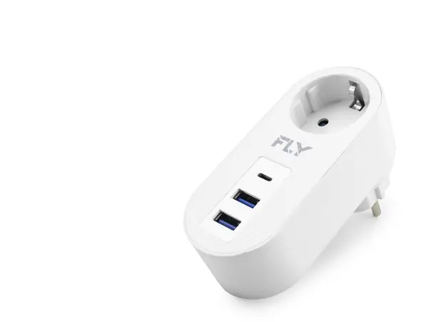 Topraklı Termal Akım Korumalı Priz Adaptörü 2 Usb 1 Type-c 3400-01