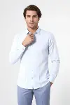 Mavi Desenli Slim Fit Erkek Gömlek - Wessi-1